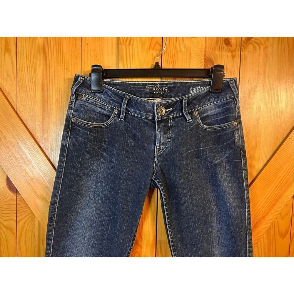 Silver Jeans Womens Santorini Dark Wash Denim Size 27 Straight Fit Cropped (3019 - Picture 3 of 8